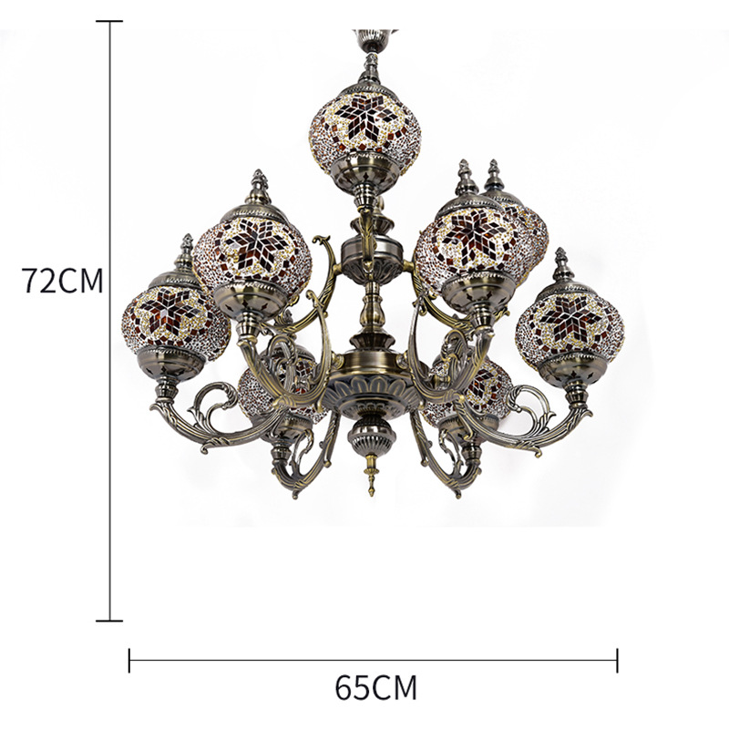 The bedroom chandelier is a multi-head chandelier with a Turkish retro homestay hotel style, restaurant, bar and coffee shop decoration Application Scenario