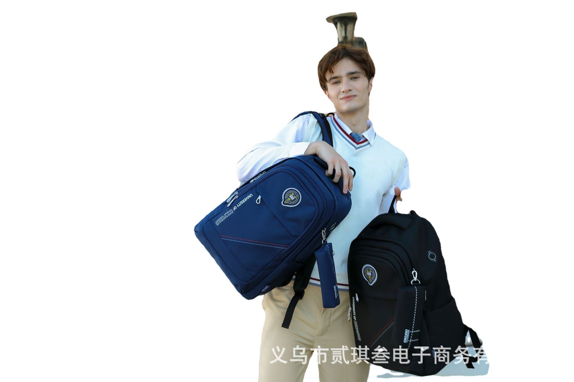 牛津大学双肩白底实物图