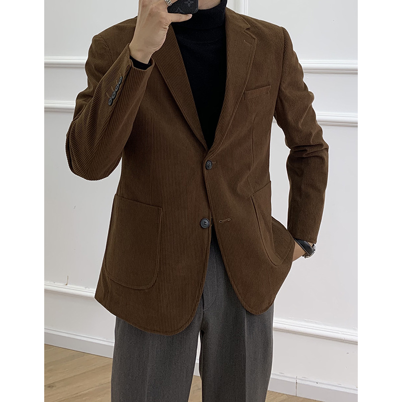 JY's new Korean-style loose, retro and casual corduroy suit jacket for men's spring style is a single piece Application Scenario