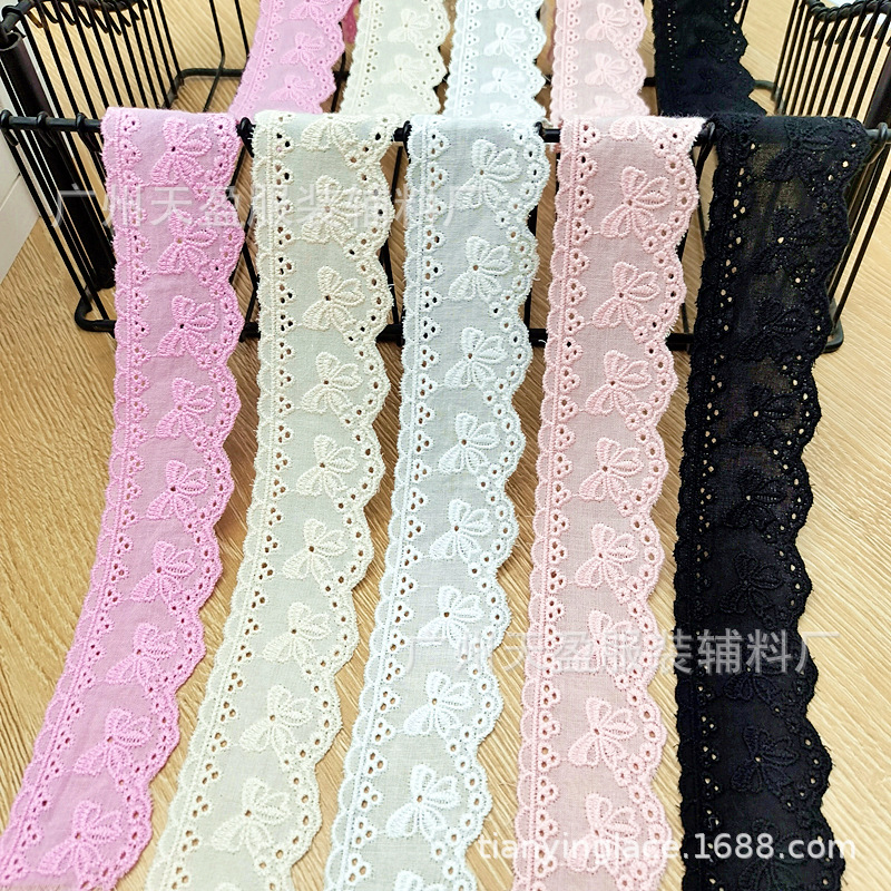 Factory direct supply of pink apricot cotton fabric butterfly lace trim accessories, Lolita clothing and textile decoration materials pic 2