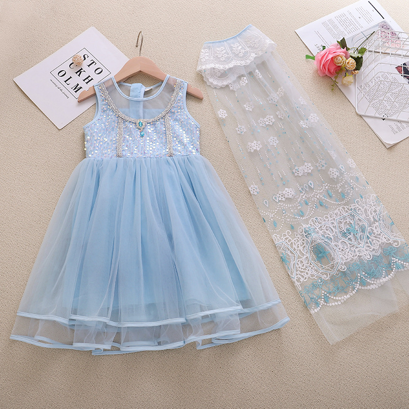 New summer dress for girls, Elsa summer children's dress, Frostbite Elsa Princess dress Specification image