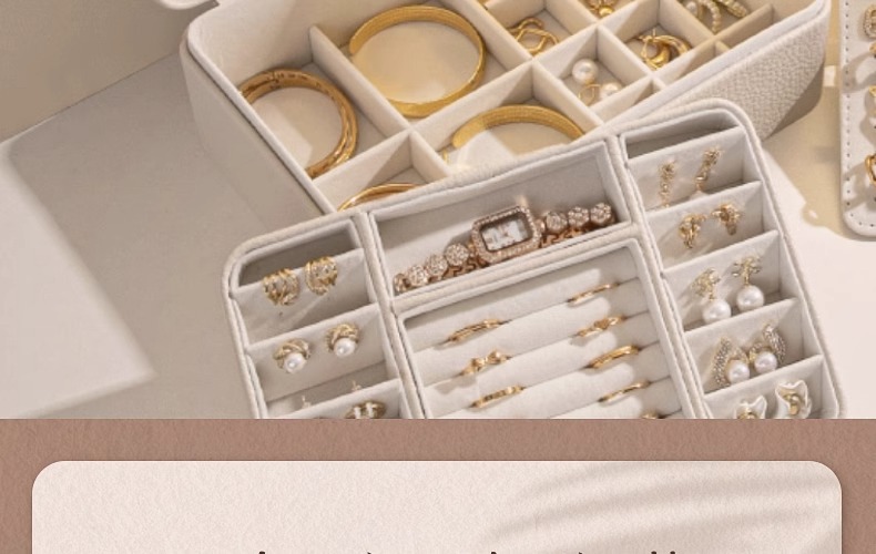 Caja de joyas multicapa de gran capacidad orejeras pendientes anillos pendientes collares de alto grado antioxidante accesorios de mano caja de almacenamiento pic 19