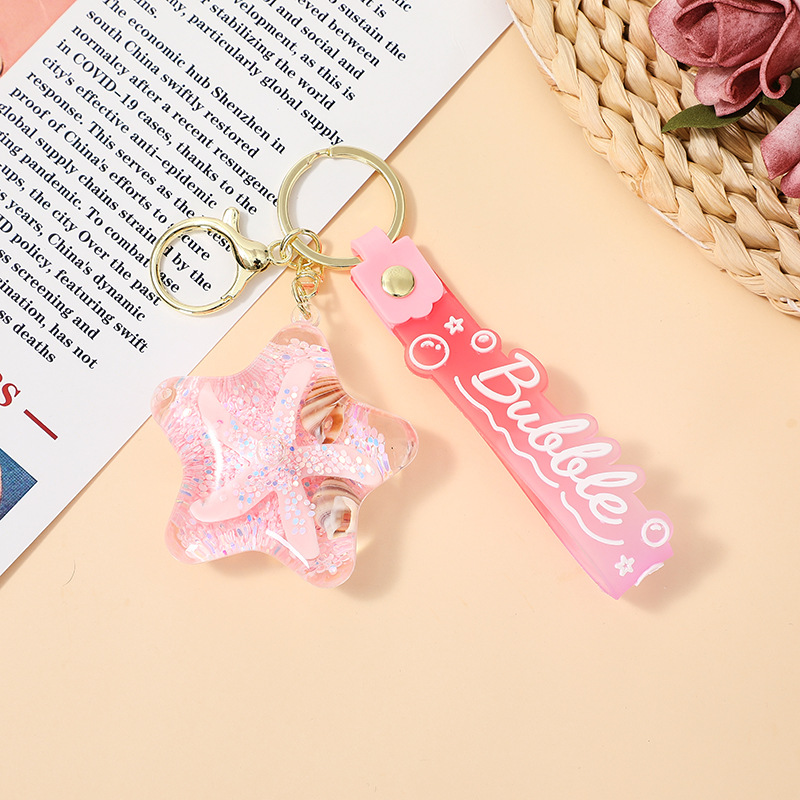 Douyin's popular and trendy creative five-pointed star, starfish, conch keychain, cute bag pendant, couple gift details Picture