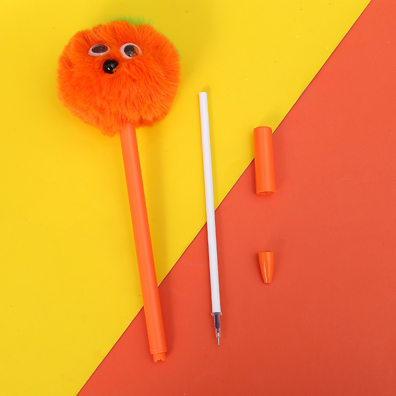 Zongfan Stationery Halloween Pom-pom gel Pen, funny Cartoon plush black creative gel pen, factory direct sales Application Scenario