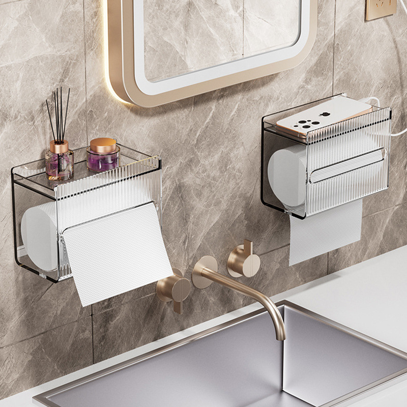 New light luxury acrylic tissue box, bathroom waterproof wall-mounted, no need for drilling, kitchen, toilet and living room tissue box Specification image