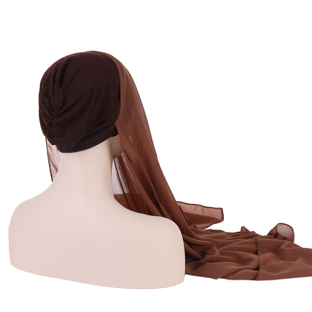 New Convenient Chiffon Wrap Headscarf Four Seasons General Plain Chiffon Scarf Ladies Forehead Cross Headscarf Cap Item Picture
