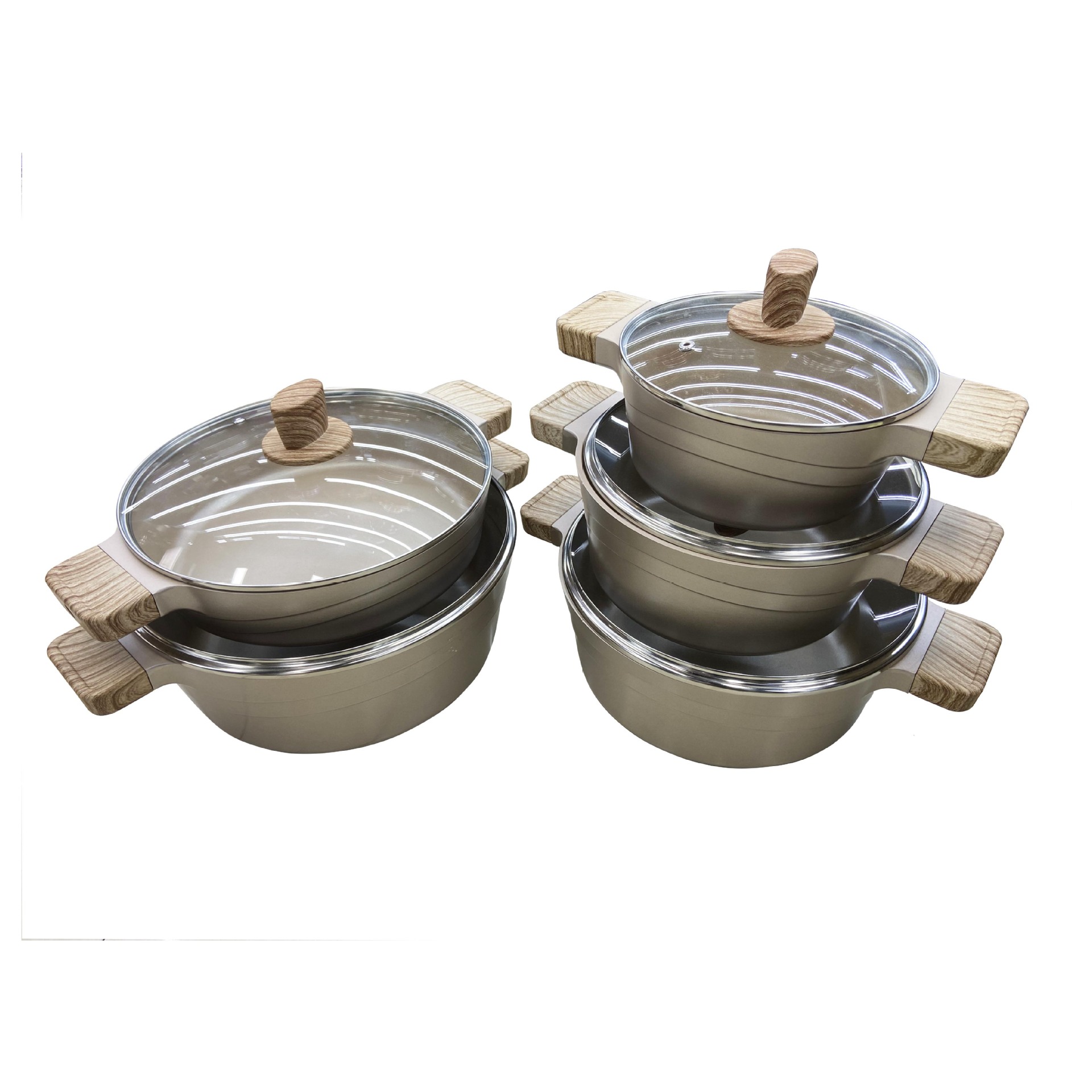 10-piece set of wood-grain imitation soup pot (mixed colors) Item Picture