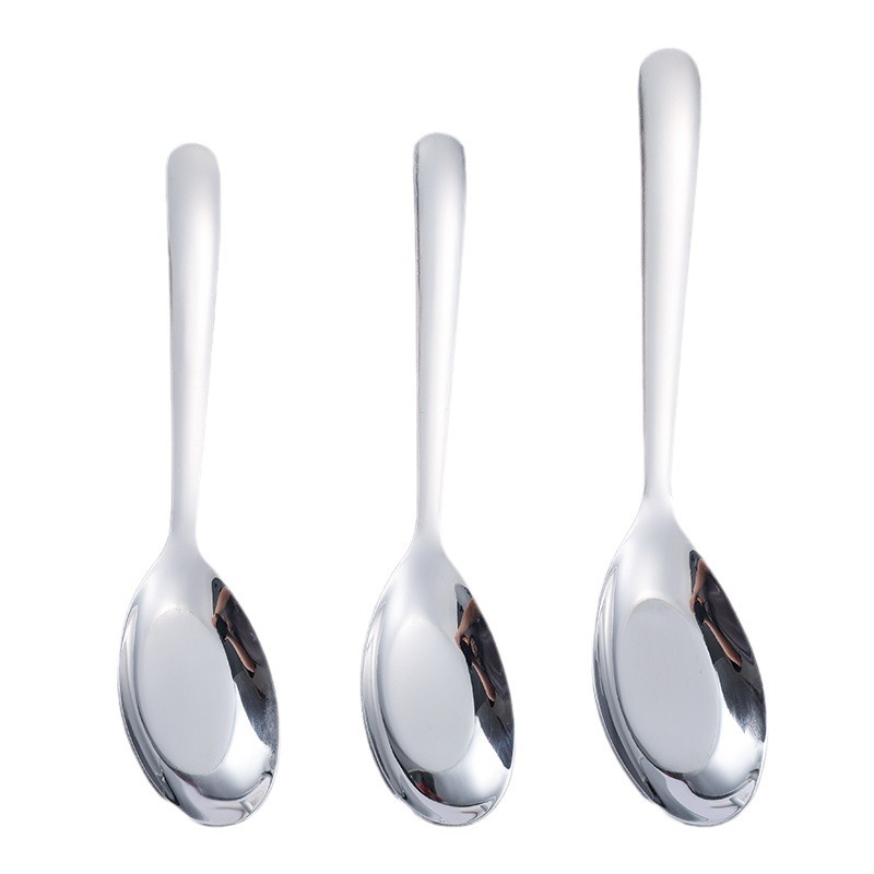 Wholesale 304 stainless steel spoons, flat-bottomed spoons, deepened and thickened, student eating spoons, Chinese hotel and restaurant spoons Item Picture