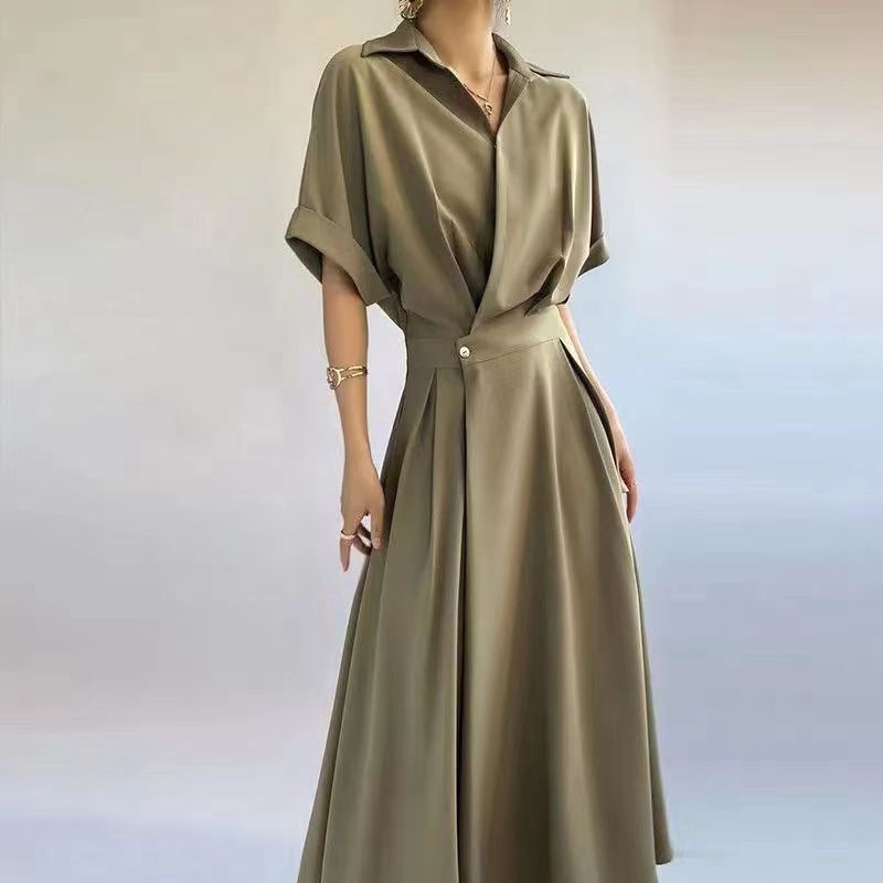 设计感新款法式小众衬衫连衣裙女春季通勤高级感长裙气质显瘦裙子