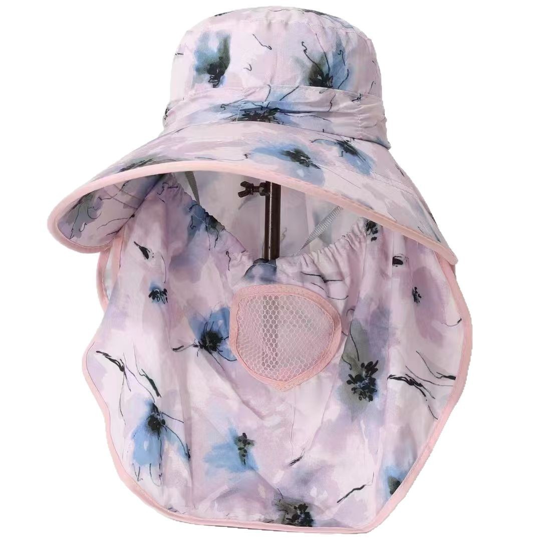 Summer tea-picking hats, women's sun protection hats, face and neck protection breathable wide-brimmed hats, UV-blocking sun hats, shawl hats Item Picture
