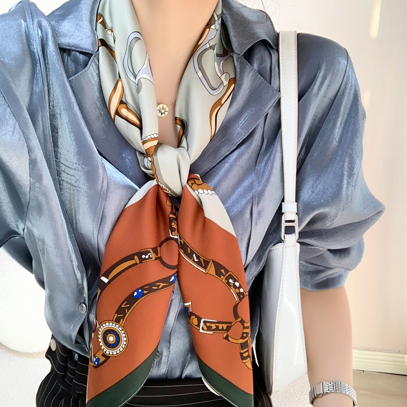 22 New 90 Imitation Silk Square Scarf Europe And The United States Fashion Brand All Temperament Silk Scarf Scarf Shawl Scarf Wholesale Specification drawing