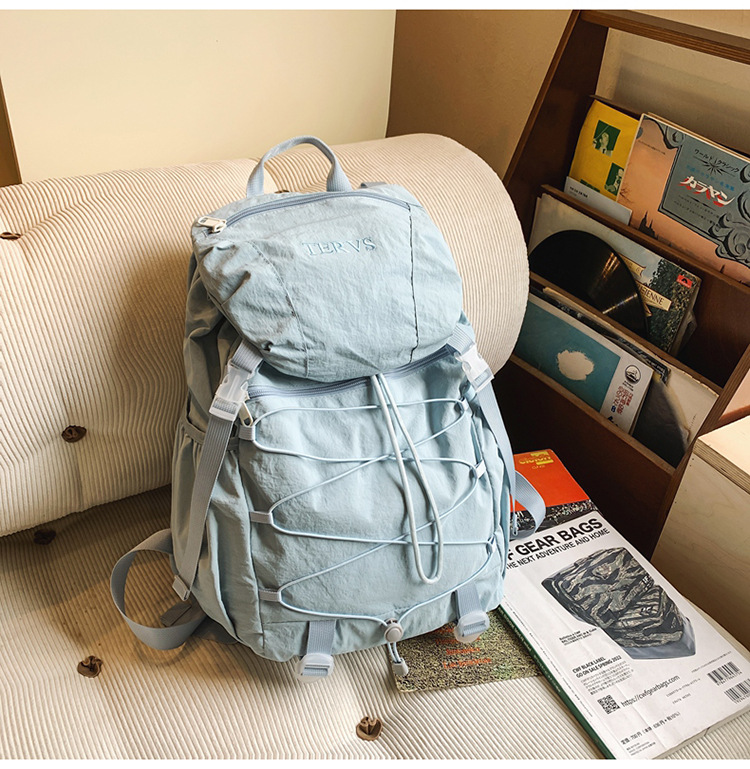 跨境双肩包男轻便登山包抽绳大容量户外旅行双肩包女大学生书包女详情33