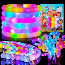 Amazon hot pop tube pressure relief light-emitting telescopic tube toy outlet LED light water pipe color box