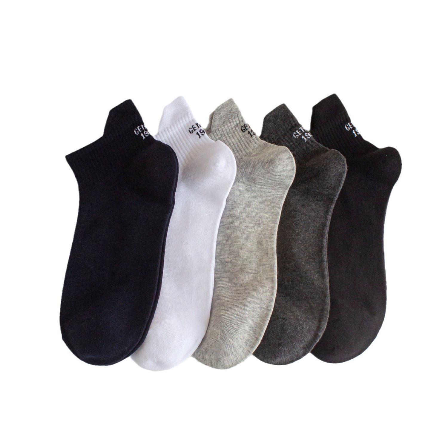 Autumn and winter socks, men's short socks, breathable, anti-slip, sweat-absorbing men's boat socks, low-top college trend socks, black and white sports socks Item Picture