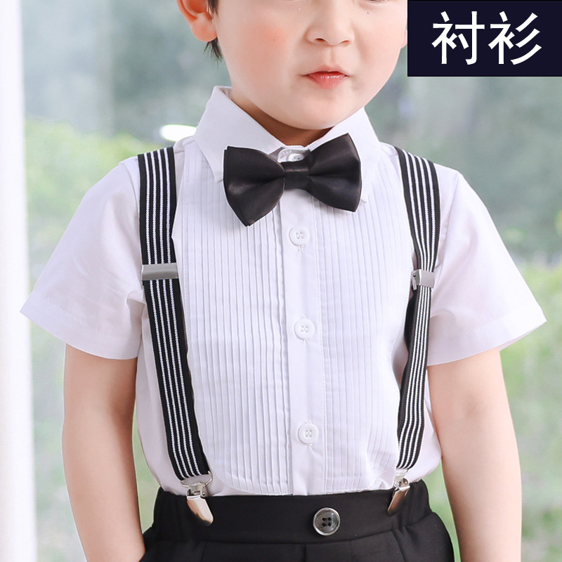 Summer children's shirt, Korean-style short-sleeved cotton shirt for babies and boys, cool inside paired with a suit, children's performance outfit Specification image
