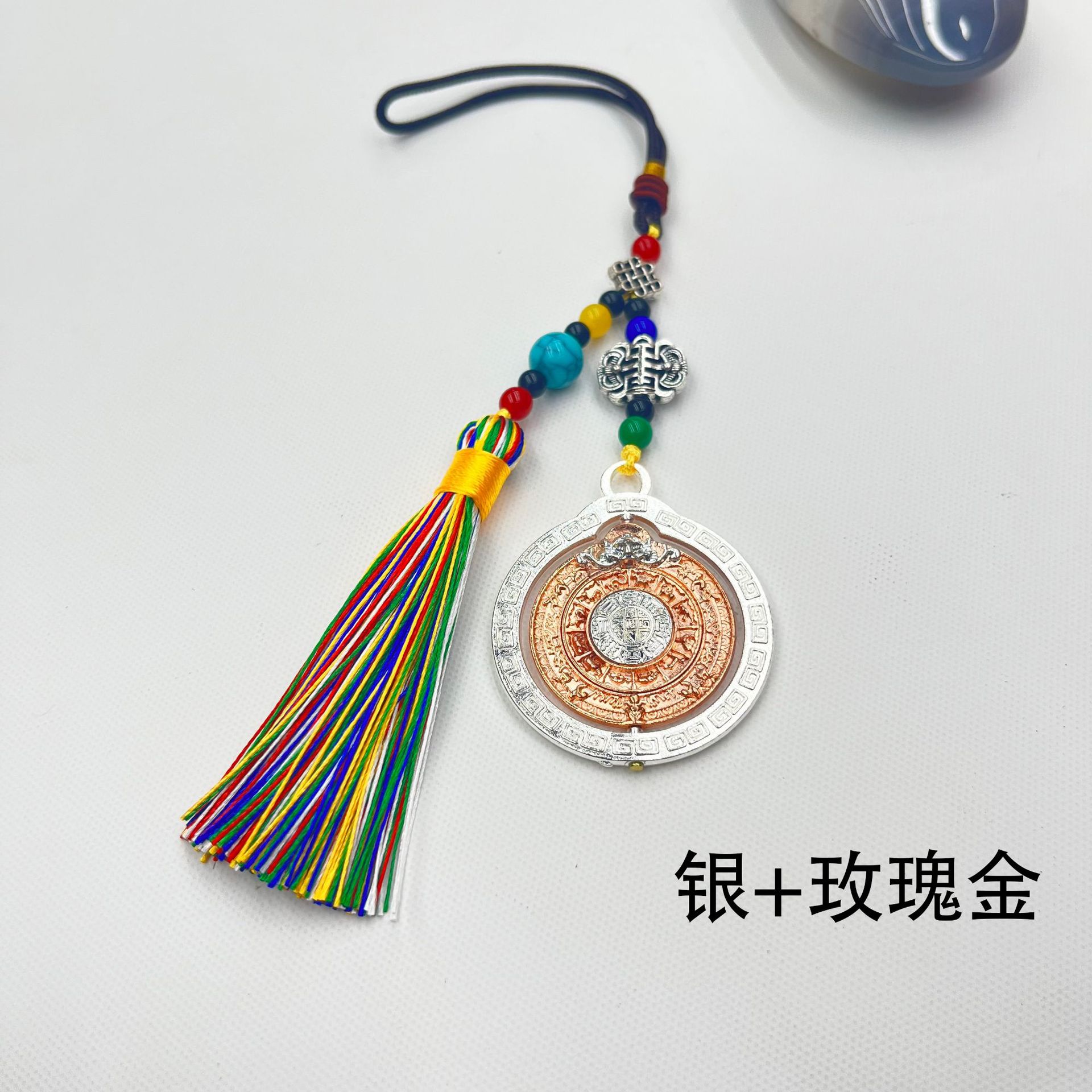 Retro ethnic style pendant, car bag hanging tassel, rotating twelve Chinese zodiac eight Trigrams nine palaces auspicious pendant, travel decoration pic 11