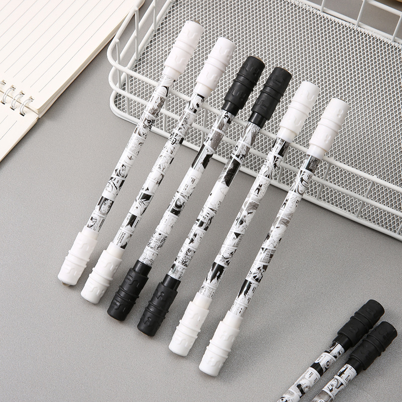 Yqiduo Black And White Animation Revolving Pen Special Pen For Boys Cartoon Decompression Revolving Pen Gift Pen Student Stationery Wholesale details Picture