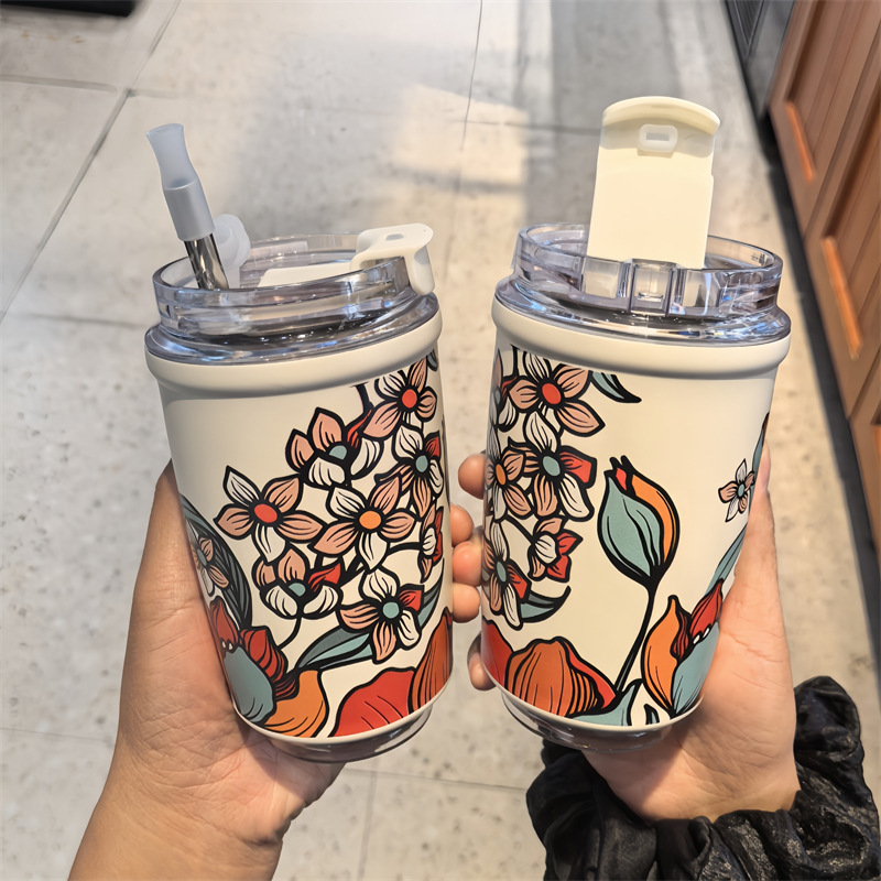 304 stainless steel straw insulated cup, high appearance level, coffee cup for men and women, portable office water cup for going out details Picture