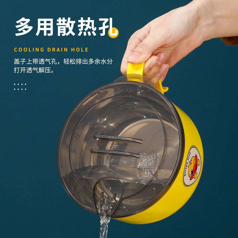 A free shipping instant noodle bowl made of 304 stainless steel with a lid, a large instant noodle bowl, a portable lunch box for student dormitories Specification image