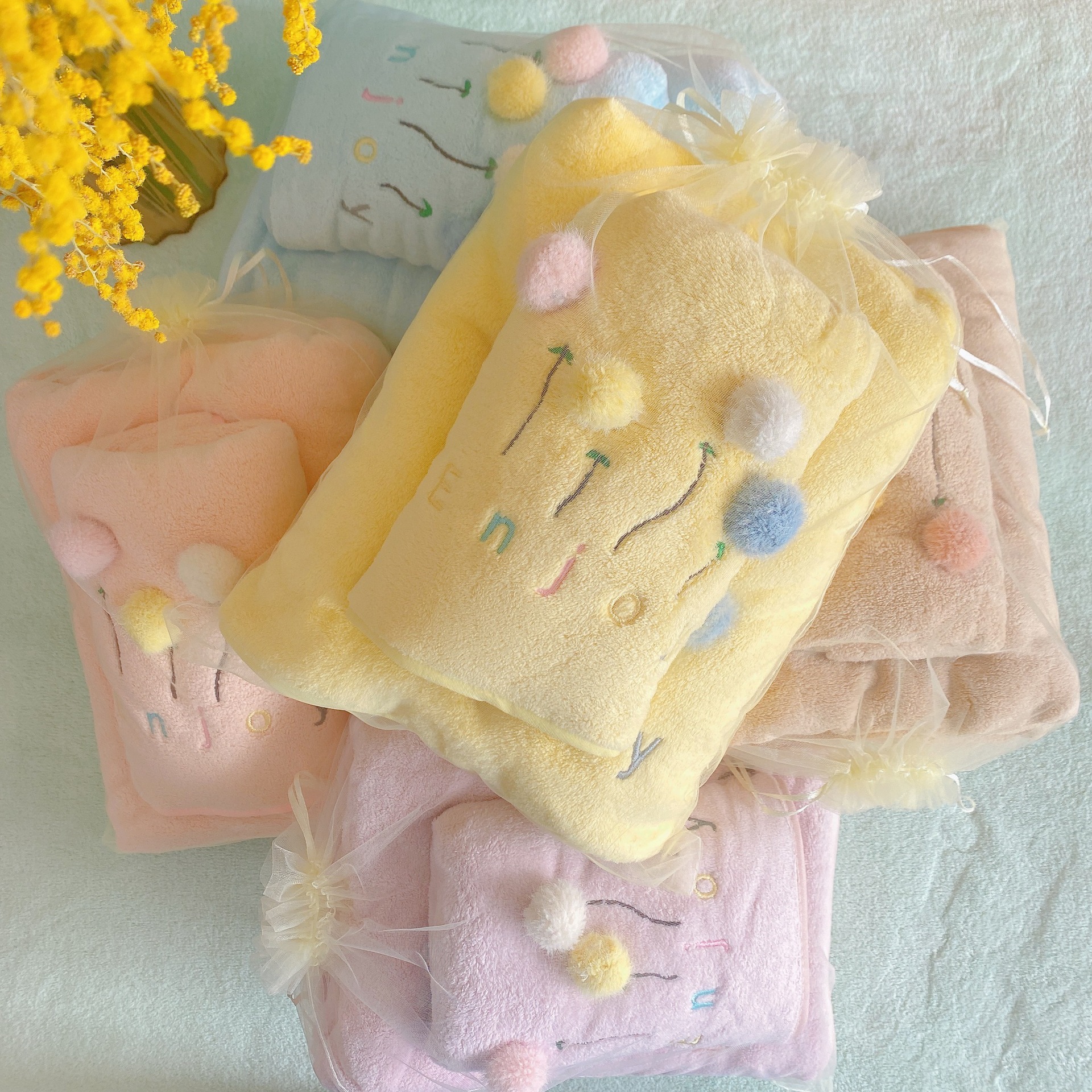 【LOVELY HOME】【 Lovely home 】 Coral velvet towel bath towel mother towel set Lovely dandelion towel Home bath towel beach towel set Specification drawing