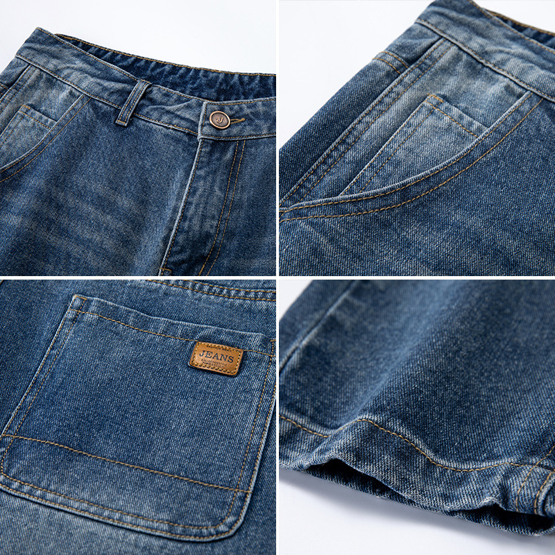 High-quality, retro and aged jeans for men, versatile, loose, straight American-style casual washed pants for men to cross borders Specification image