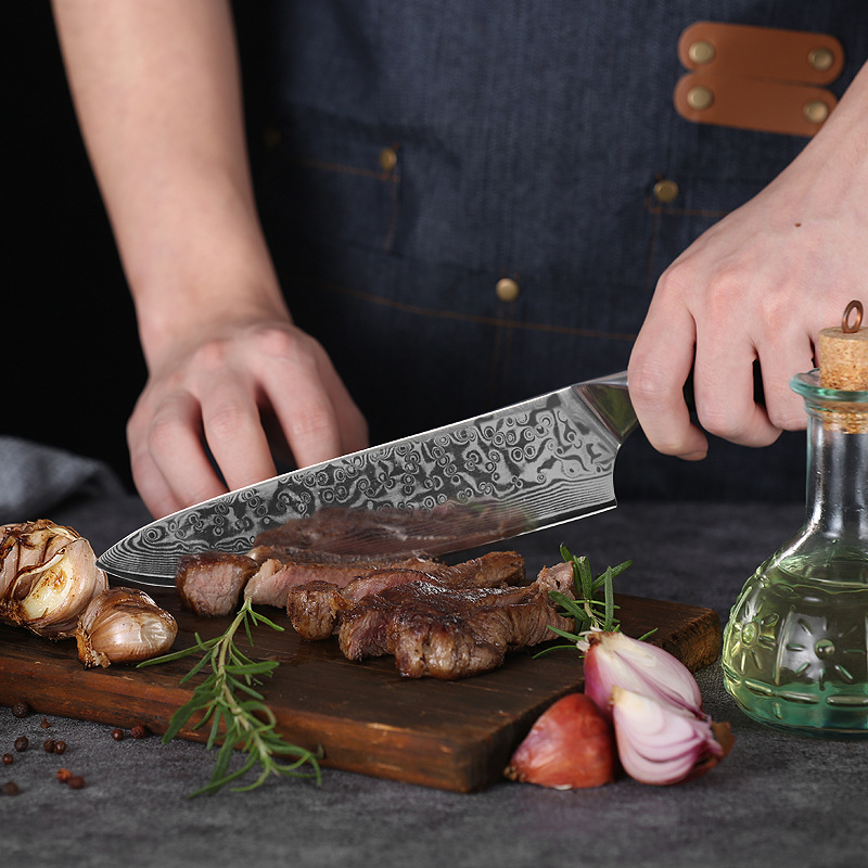 Damascus Steel Kitchen Knife 9 Cross-Border Chef Knife Set Boning Knife Fruit Bread Knife Spot Manufacturers Item Picture