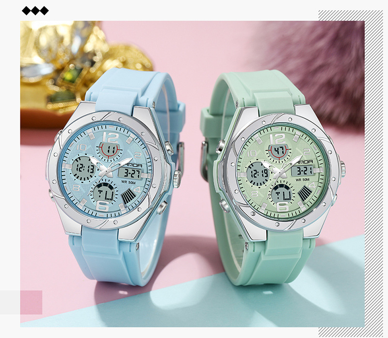 青少年女士手表学生潮流初中高中儿童运动夜光防水多功能电子女表详情4