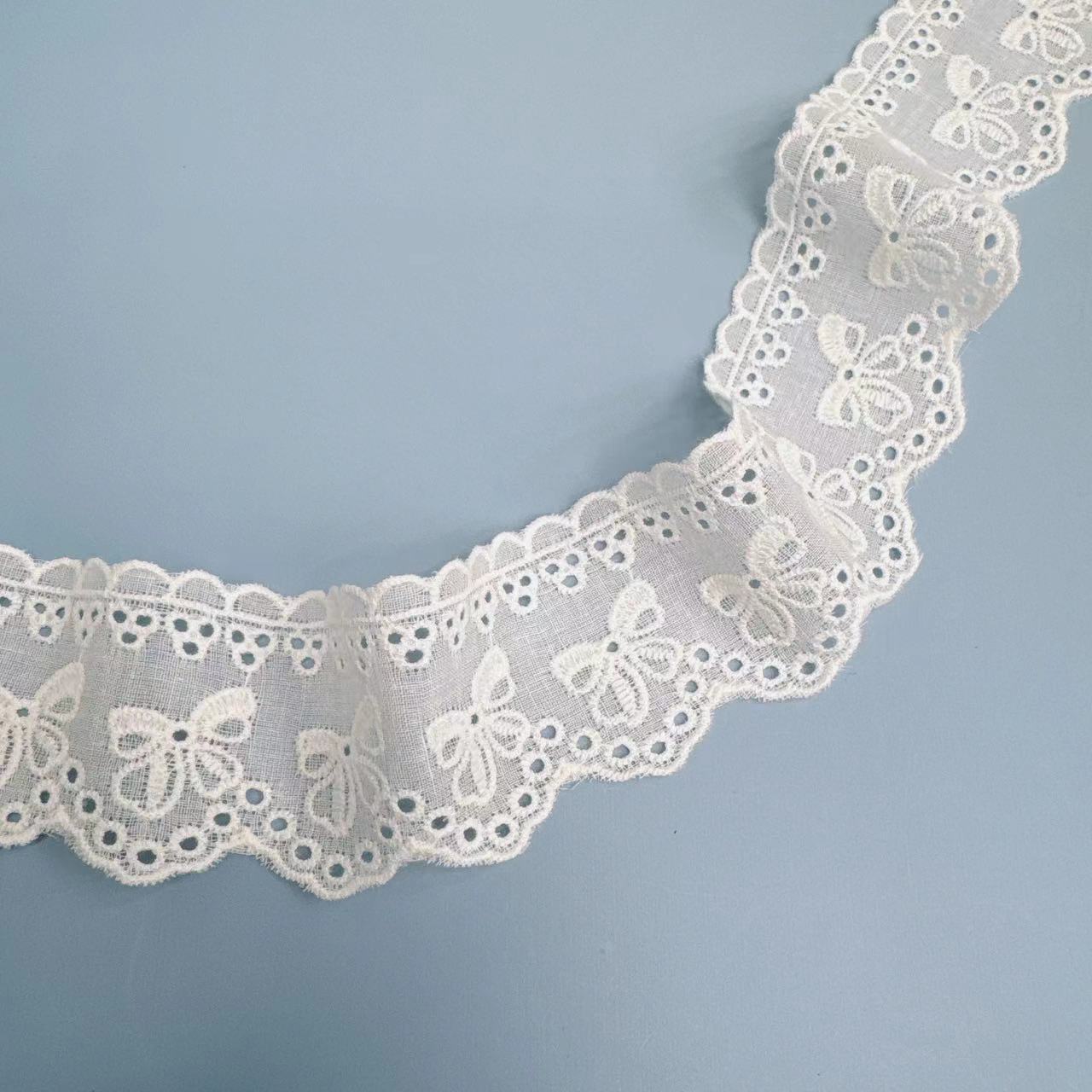 4cm white lace lockstitch, bow, cotton embroidered lace, home textiles, pajamas, shoes, hats, decorative accessories, diy barcode pic 6
