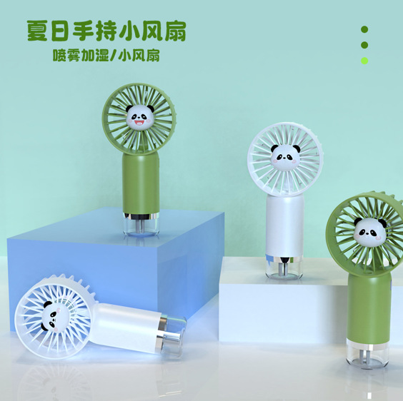 Cartoon Hand-Held Silent Spray Water Refill Fan Usb Charging Desktop Cooling Fan Summer Hot Spot Logo details Picture