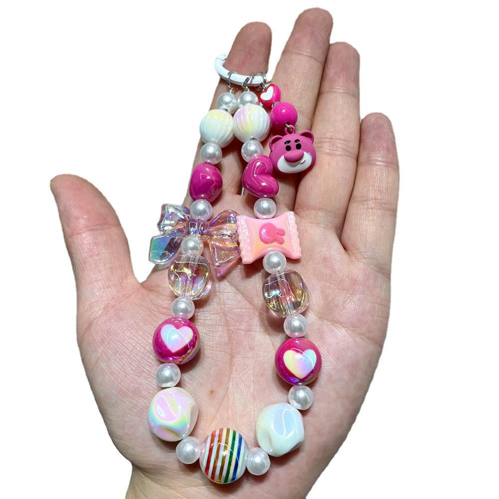 Douyin live streaming: Strawberry phone chain, sugar hand-painted beads, diy phone back clip, chain, beaded pendant, bag pendant Application Scenario