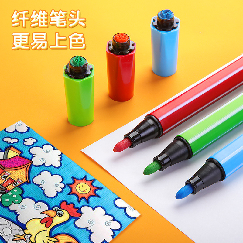 Water-washed children's watercolor pens, large capacity for kindergartens, primary school students' art and drawing pen sets, paint seal watercolor pens Specification image