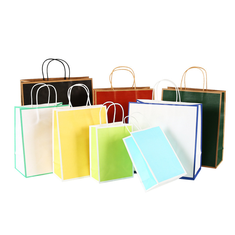 Wholesale of kraft paper bags in stock for catering, milk tea, takeout packaging bags, clothing store packaging, gifts, and small handbags Item Picture