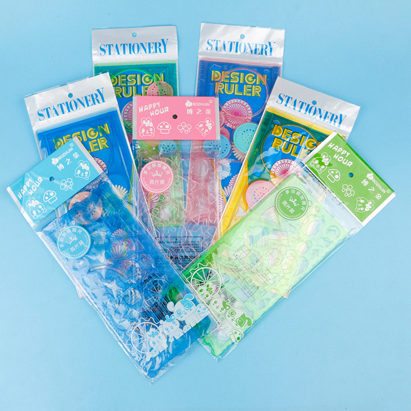 Children's versatile multi-functional universal ruler set, primary school students' drawing and graphic ruler template, creative curve ruler details Picture