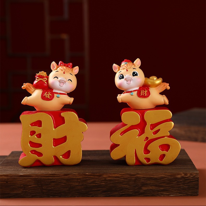 卡通国潮马摆件树脂小摆件办公室工位治愈系桌面装饰新年年会礼品详情23