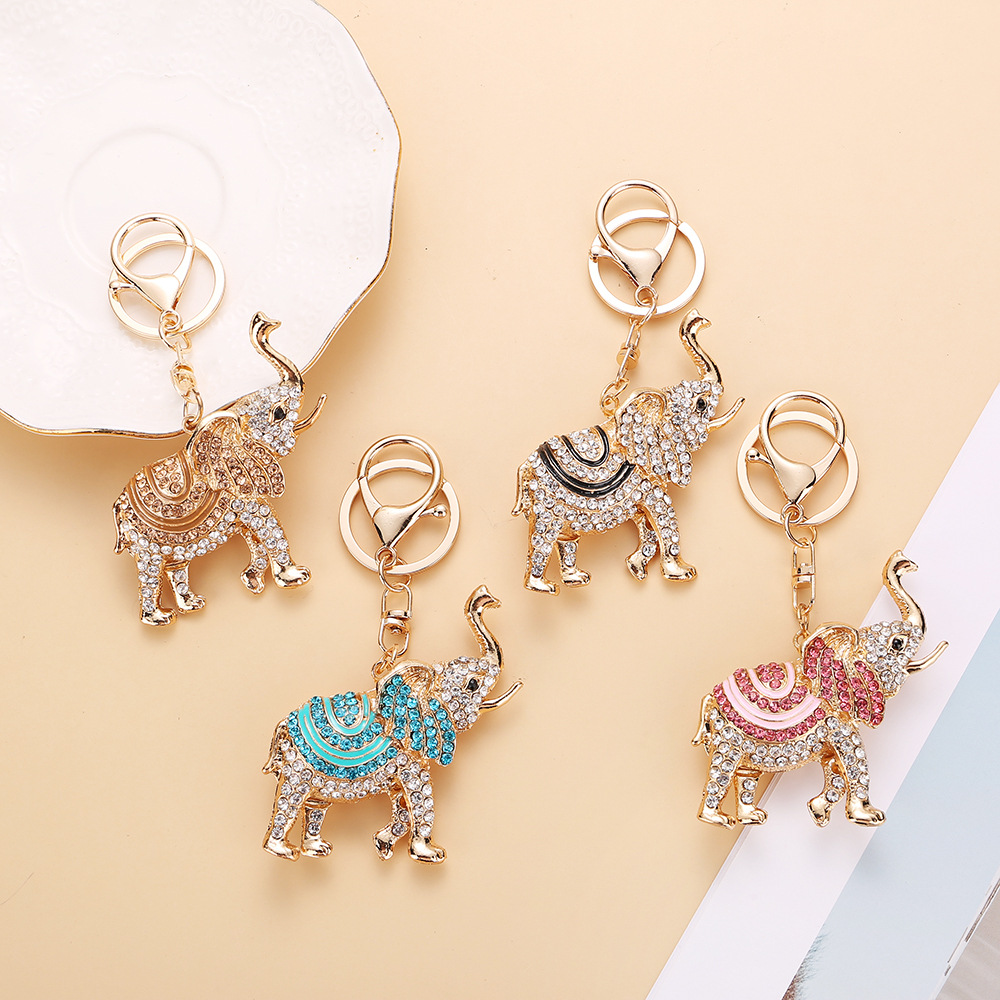 跨境钥匙挂饰可爱大象钥匙扣挂件金属创意卡通小礼物批发泰国吊坠