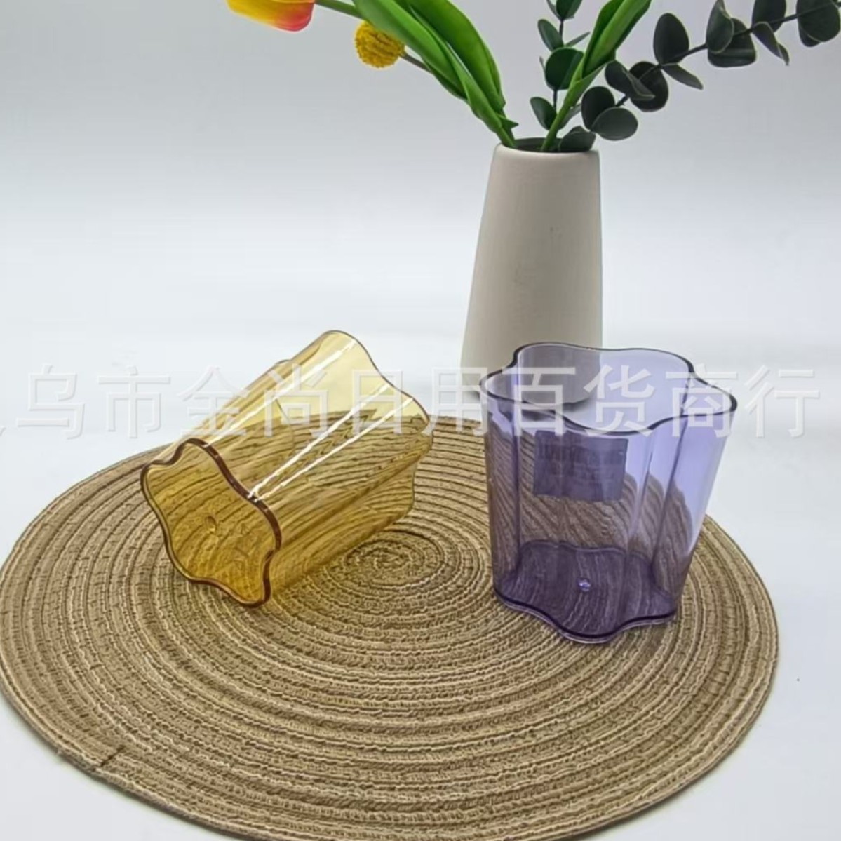 Wholesale of new high-appearance-level amber plastic cups, water cups, tea cups and sunflower cups, factory direct sales Specification drawing