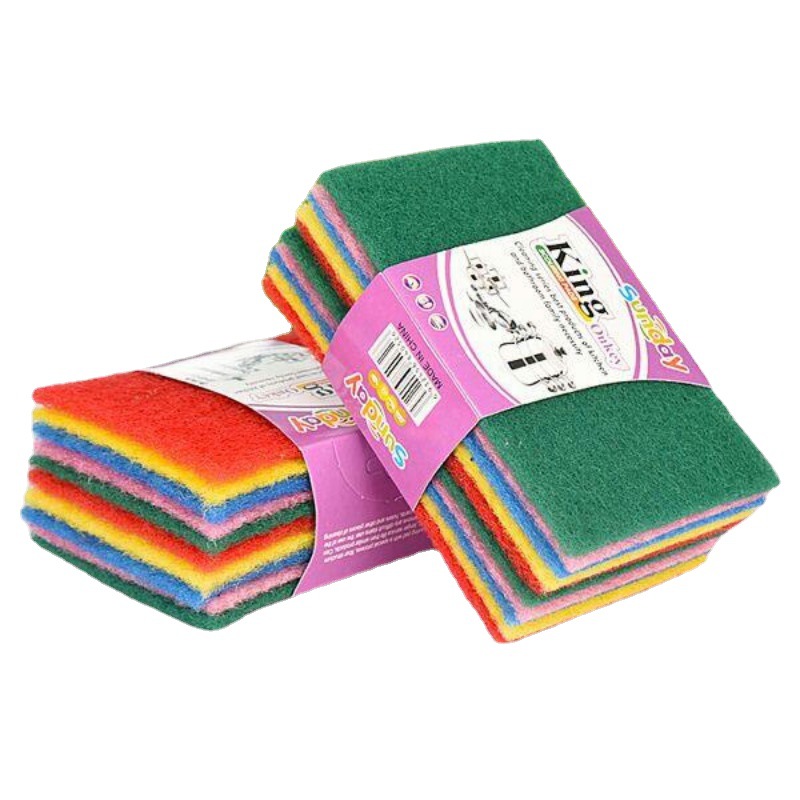 10-piece set of colored scouring pads for kitchen cleaning and degreasing, scrubbing POTS and washing dishes, wholesale from scouring pad manufacturers Item Picture
