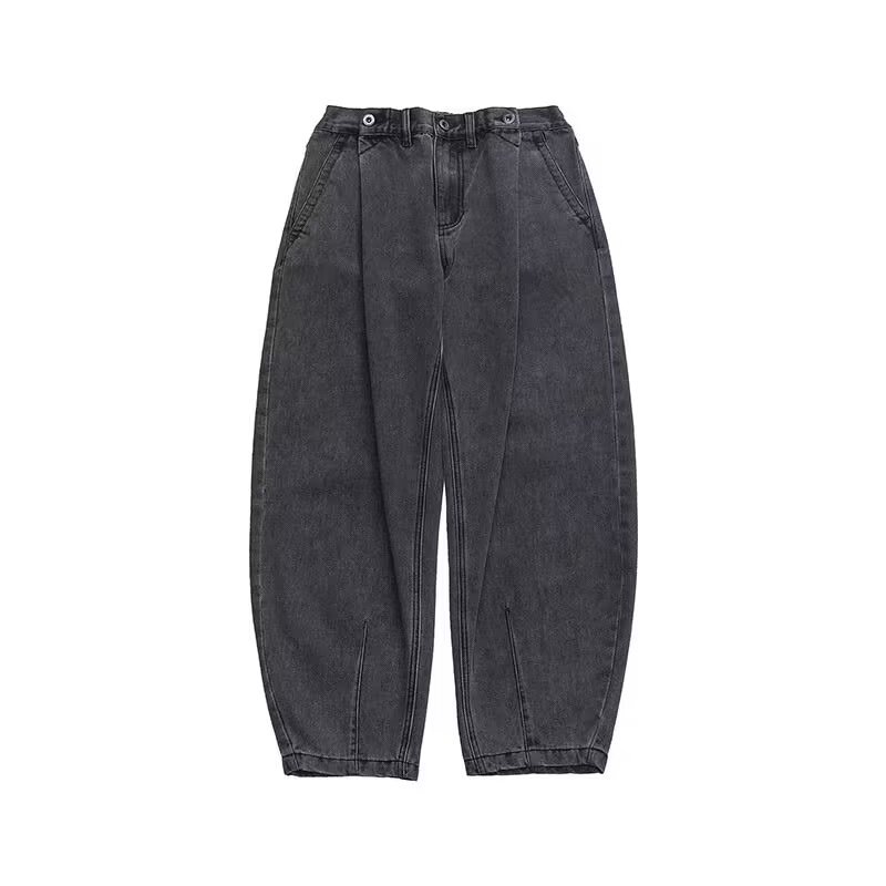 FUIV American-style jeans for men, washed and aged, high street straight, loose, trendy brand wide-leg long pants for men Item Picture