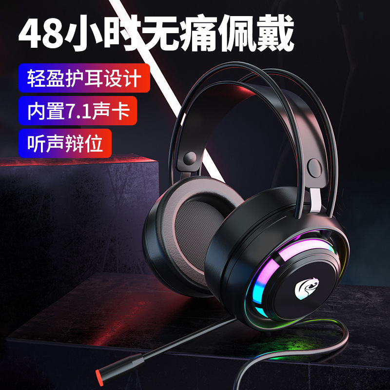 跨境PSH-300电脑耳机头戴式电竞游戏有线耳麦带麦台式笔记本手机