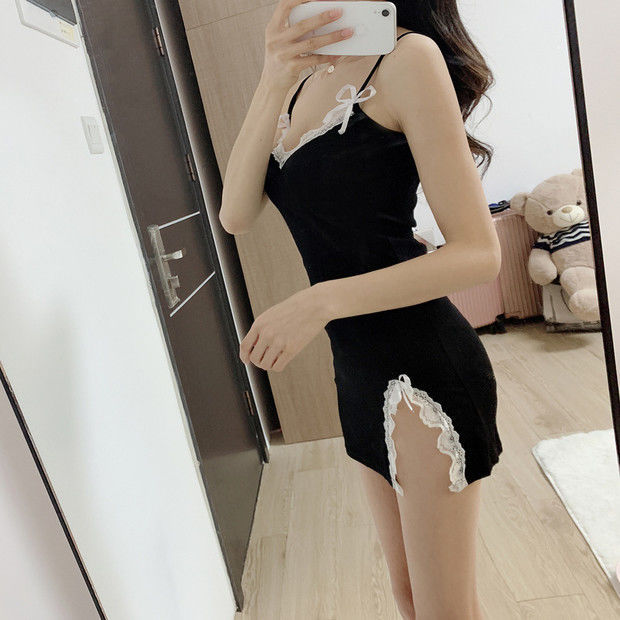 Pajamas dress summer new sexy cute slim pure wind lace sleeping dress net red slip dress thin home wear Application Scenario