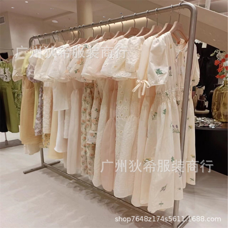 Thirteen line women's dress 2023 Spring Mori gentle mixed Fairy flower fish bone French dress