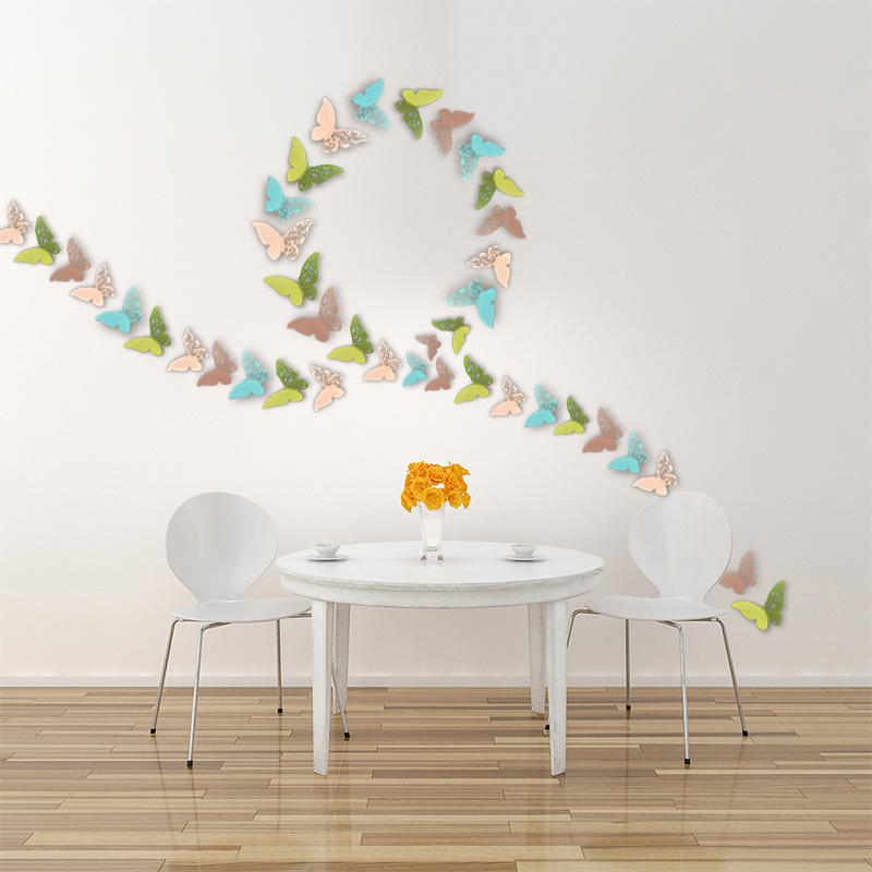 Foreign Trade 3D Three-Dimensional Hollow Pearlescent Paper Simulation Butterfly Wall Paste Wedding Festival Decoration Bedroom Living Room Wall Creativity Specification drawing