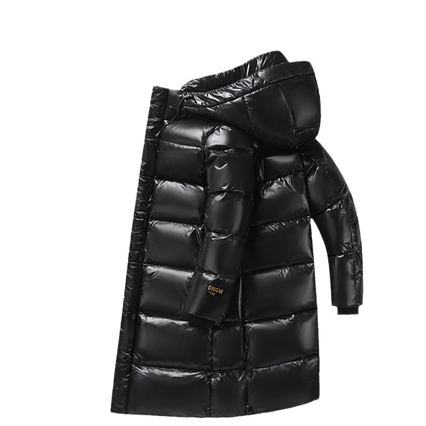 Black and gold goose down jackets for couples, long coats that reach the knees, thickened winter coats for extreme cold, off-season clearance Item Picture