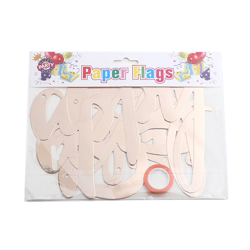 New Bronzing Stretch One-Piece Alphabet Pull Flag Children's Birthday Party Indoor Party System Column Decorative Banner Pull Flag Application Scenario