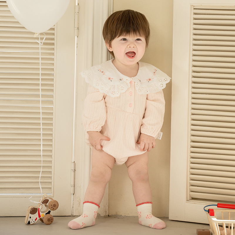 袜子地摊一件代发宝宝袜子批发夏季薄款海德花园条纹网眼袜女童精梳棉无骨新生儿袜一件代发详情图3
