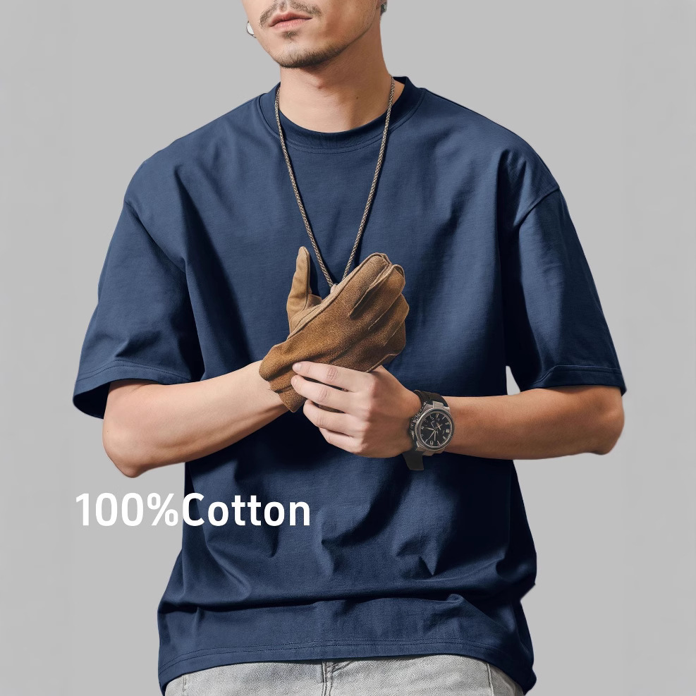 短袖男t恤300g重磅2025夏季新款纯棉上衣潮牌男士宽松休闲体恤