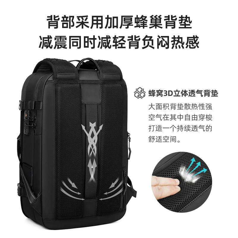 New cross-border men's backpack, multi-functional business commuting travel backpack, computer bag, one-button vacuum backpack Application Scenario
