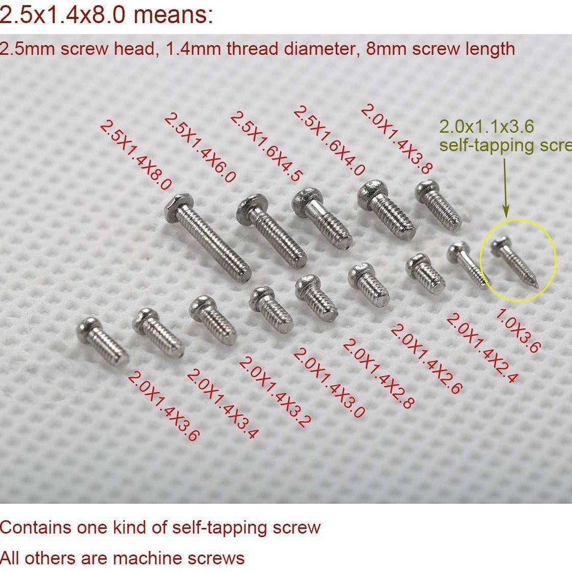 1000pcs Eyewear and watch repair kit, screws, nuts, tweezers/flat-head/cross-head/screwdriver tools Specification image