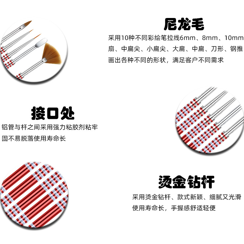 Nail brush set of 5 pieces, painting pen, nail pen, double-headed nail brush, engraved pen in stock, shanilak details Picture