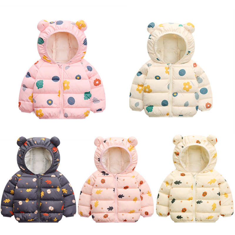 Wholesale of down cotton-padded jackets for boys and girls in autumn and winter 2022, direct sales of light and thin ear-ear cotton-padded jackets for children